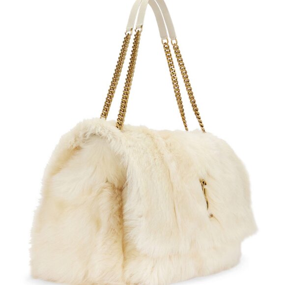 SAINT LAURENT POLAIRE SHEARLING LEATHER TRIMMED OVERSIZED NIKI CHAIN BAG NWT - Picture 8 of 9